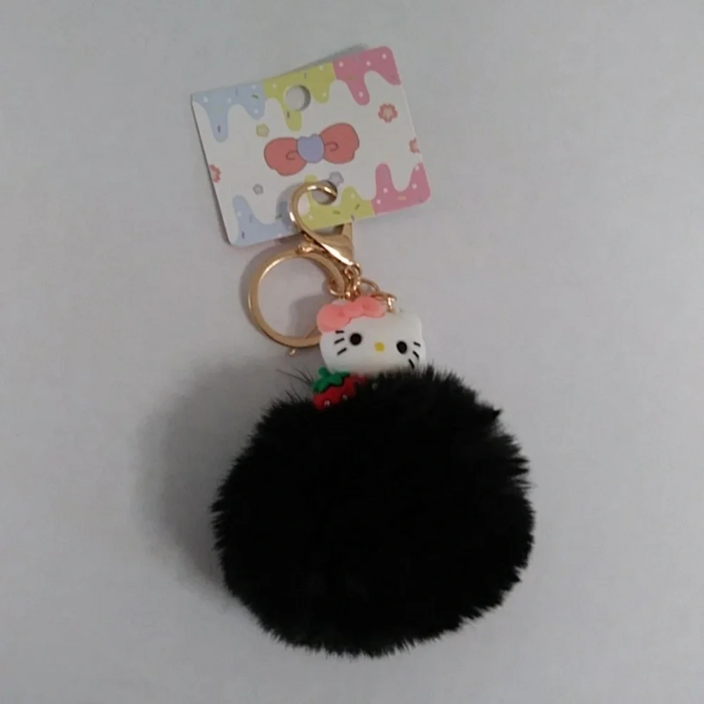 Hello Kitty Black Pom Pom Keychain *NWT*